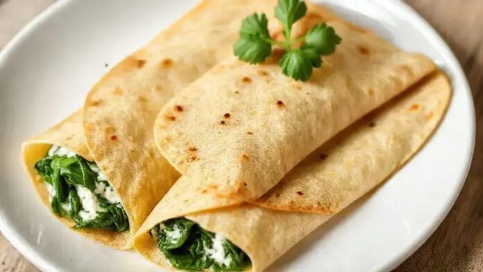 Crepe integral de ricota e espinafre