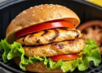 Hambúrguer de Frango na Air Fryer hambúrguer de frango grelhado na air fryer