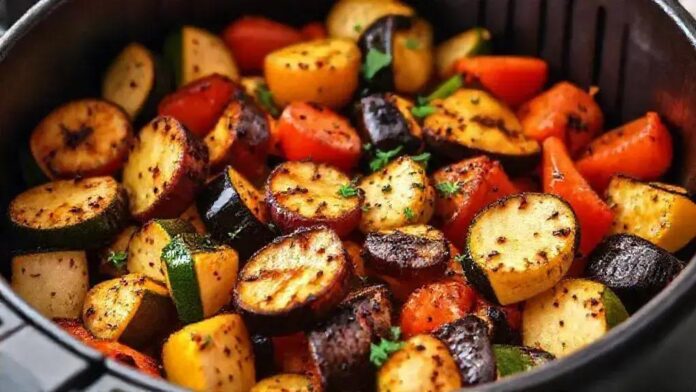 Legumes mediterrâneos grelhados na air fryer