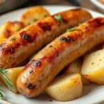 Linguiça com batatas na panela de pressão