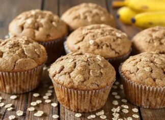 Muffins Integrais de Banana e Aveia Muffins integrais de banana e aveia