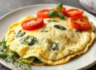 Omelete de Claras com Espinafre e Tomate Omelete de claras com espinafre e tomate