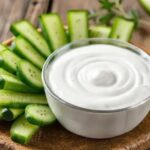 Palitos de pepino com patê de iogurte