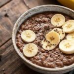 Porridge de aveia proteico com cacau
