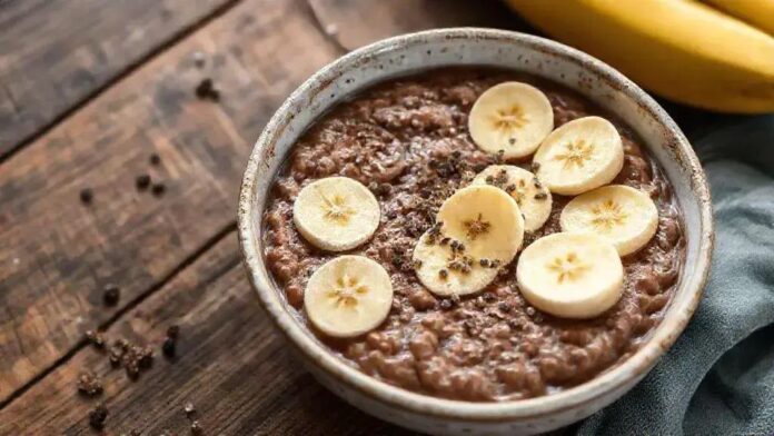 Porridge de aveia proteico com cacau