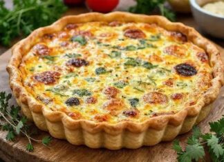 Quiche de calabresa deliciosa: fácil e rápida para o seu almoço Quiche de calabresa