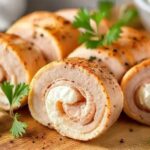 Rolinho de peito de peru com cream cheese light