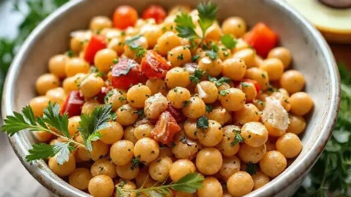 salada de grão-de-bico com ervas
