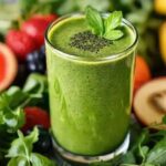 Smoothie verde proteico com spirulina