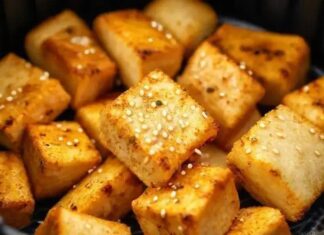 Tofu Crocante com Gergelim na Air Fryer tofu crocante com gergelim